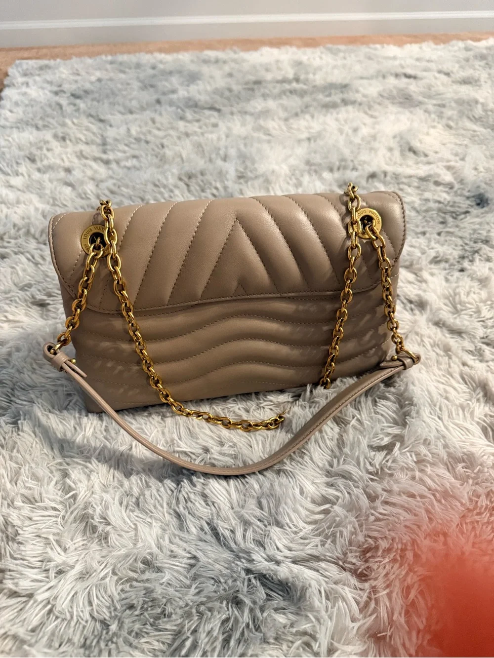 Louis Vuitton New Wave Taupe Quilted Leather Chain Shoulder Bag, Gold Hardware
